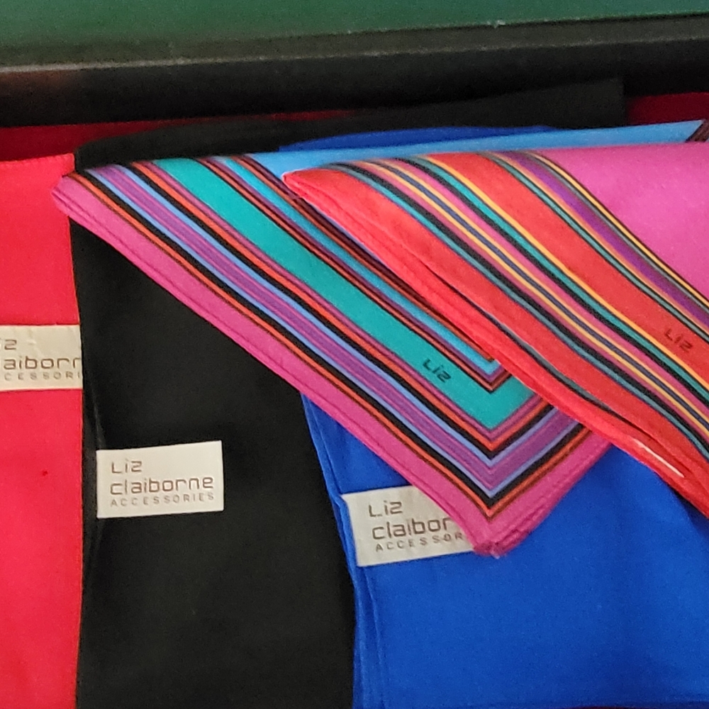 VTG EUC Lot Of 5 Liz Claiborne Pocket Squares c 1980s
